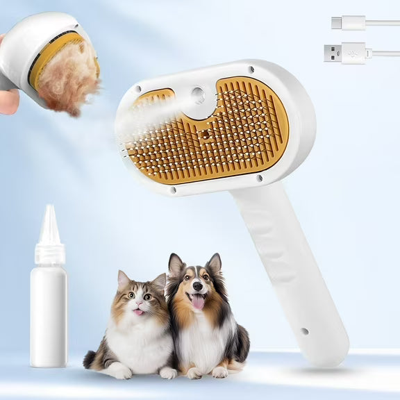 Brosse Vapeur 3 en 1 pour Chien et Chat – Toilettage Vapeur Anti-Poils
