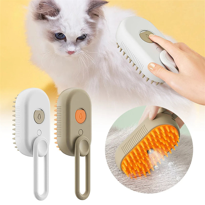 3-in-1 Steam Brush for Dogs and Cats – Anti-Shedding Steam Grooming
